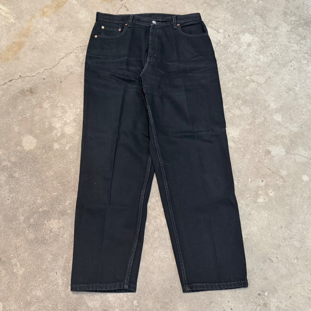 Vintage 90s Levi 560 Jeans Women 14 Black Loose Fit Straight Leg Denim Baggy